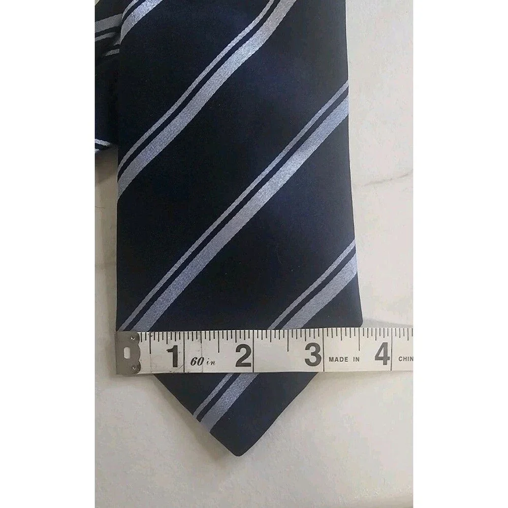 Brioni Italy 100% Silk Navy Silver Striped Regimental Neck Tie 3.5